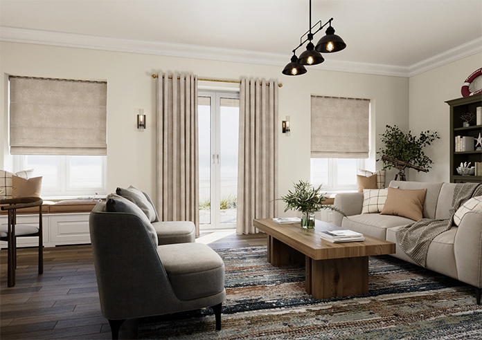 Chenille (Blackout) Eyelet, Cream - Ready Made Curtains - Image 8